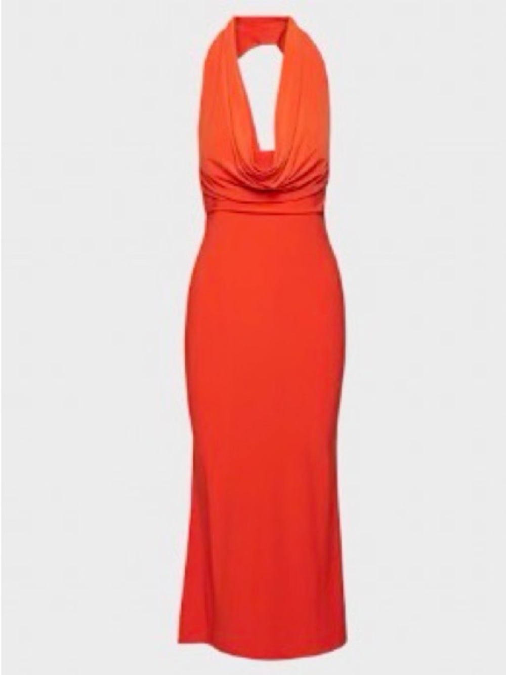Aritzia Red-Orange Backless Halter Maxi Dress